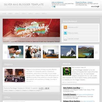 Silver Mag blogger template convert WordPress to Blogger template. Silver Mag template blogspot. magazine style template. featured content blogger template