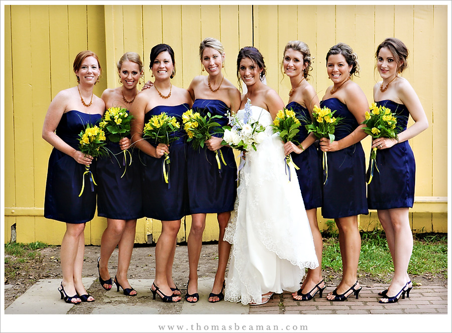 navy blue and yellow wedding