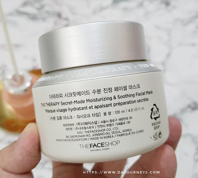 Review THE FACE SHOP The Therapy Secret-Made Moisturizing & Soothing Facial Mask