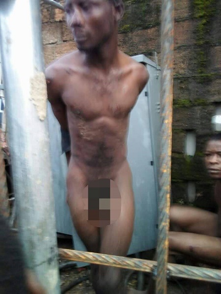 Omg! See Faces of Three Thieves Stripped N*ked After Being Caught Stealing Cables In Abia State (Photos)