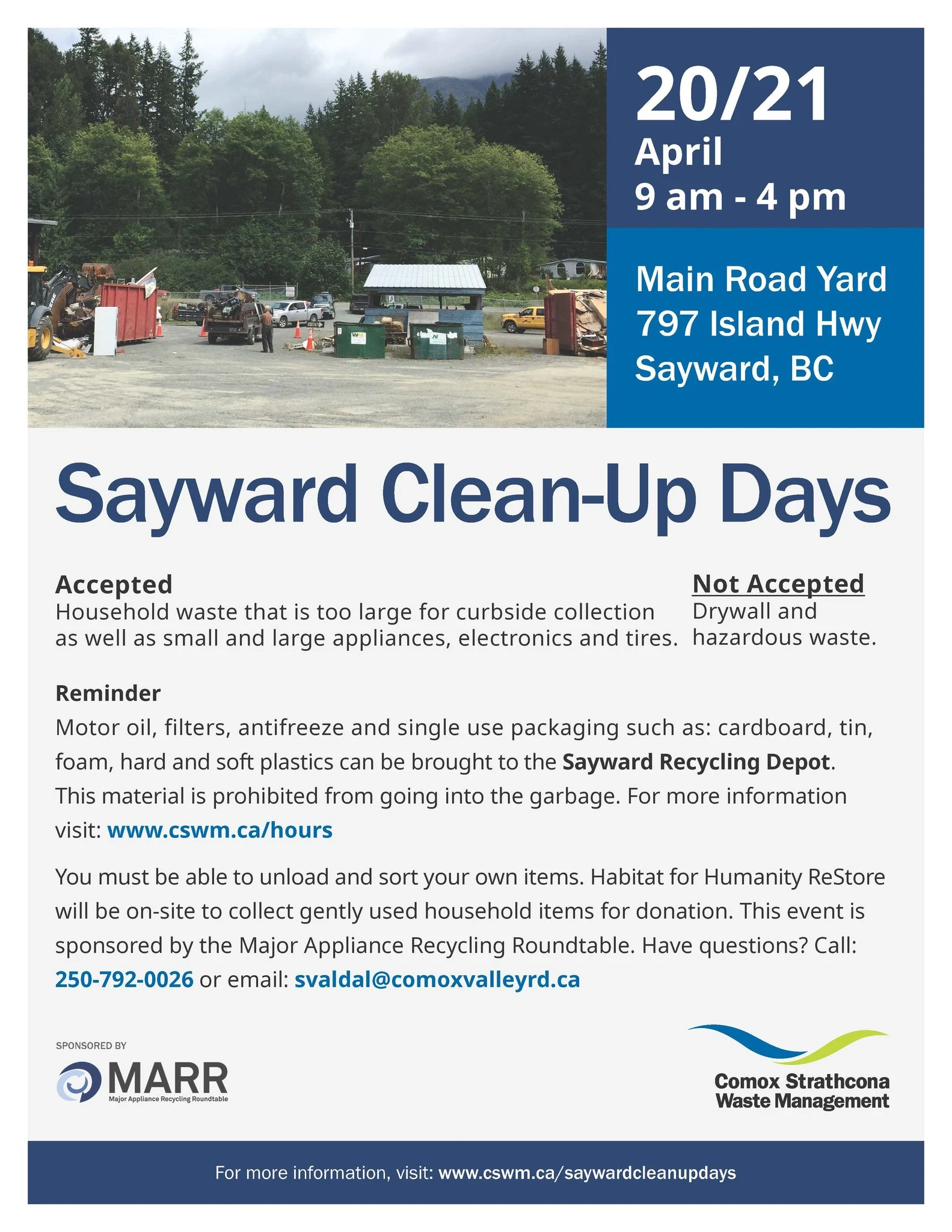 Sayward Clean Up Days: April 20th and 21st