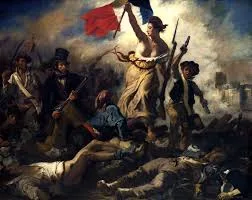 A Liberdade Guiando o Povo" de Eugène Delacroix, representando a Revolução Francesa