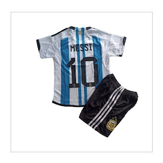 Jual Setelan Jersey Anak Messi Argentina Home Piala Dunia 2022 di toko jersey jogja sumacomp, harga murah barang berkualitas