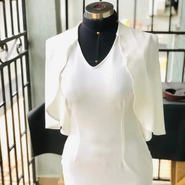 Office gowns with cape for boss ladies in Abeokuta.