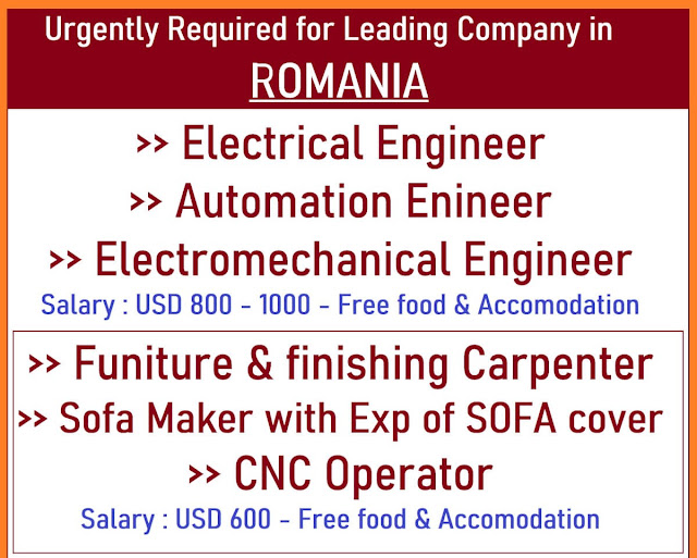 Urgently required for Romania jobs
