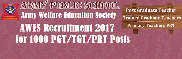 Army Public School, Army Welfare Education Society, Teaching jobs, Teaching Faculty, TS Jobs, TS State, TGT Posts, PGT Posts, PRT