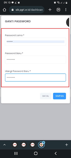 Ganti Password SIK PGRI