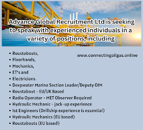  Advance Global Recruitment Ltd is seeking to speak with experienced individuals in a variety of positions, including: 