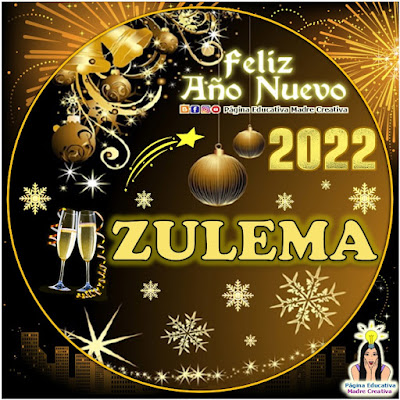 Nombre ZULEMA por Año Nuevo 2022 - Cartelito mujer