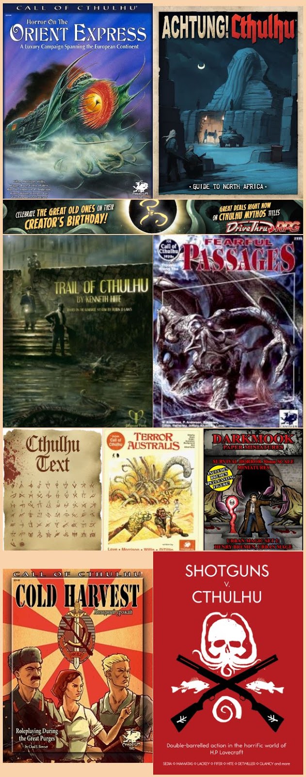 Cthulhu products on drivethruRPG