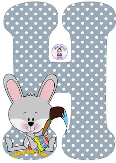 Abecedario con Conejito de Pascua en Azul.