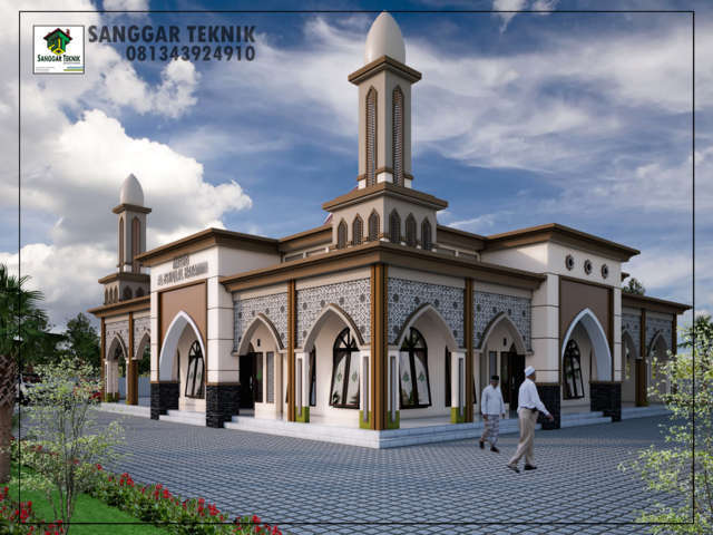 Gambar Gambar Desain  Masjid  Modern 15x15 1 Lantai Sanggar 