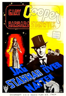 JAG STANNAR ÔVER NATTEN. Suecia. Cartel: 70 cx 100 cms. Autor: Gösta Åberg. BOLA DE FUEGO. Ball of Fire. 1941. Estados Unidos. Dirección: Howard Hawks. Reparto: Gary Cooper, Barbara Stanwyck, Oskar Homolka, Henry Travers, Tully Marshall, Richard Haydn, S. Z. Sakall, Audrey Mather, Dana Andrews, Dan Duryea, Ralph Peters, Kathleen Howard, Mary Field, Charles Lane, Elisha Cook Jr.