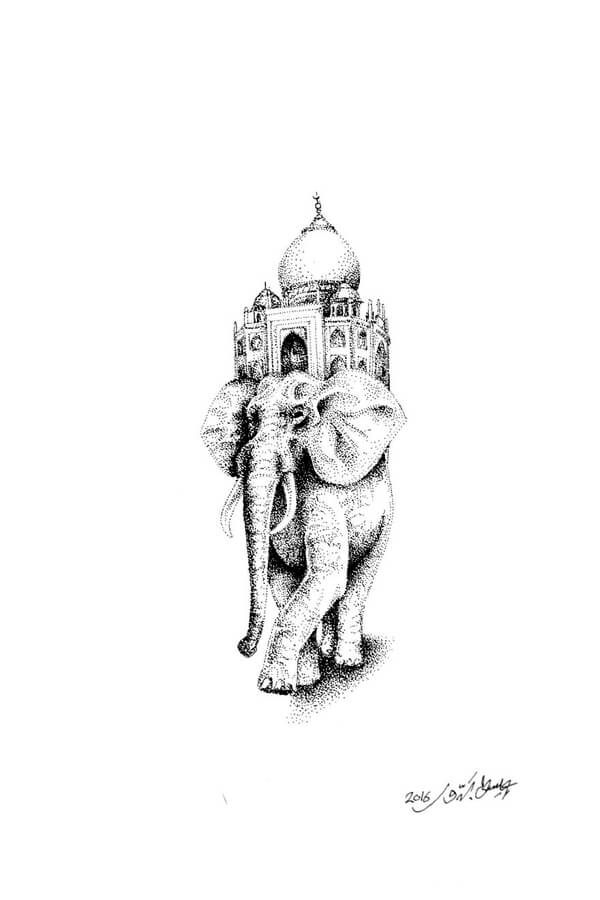 02-Elephant-India-Animals-and-Architecture-Eisa-Baddour-www-designstack-co