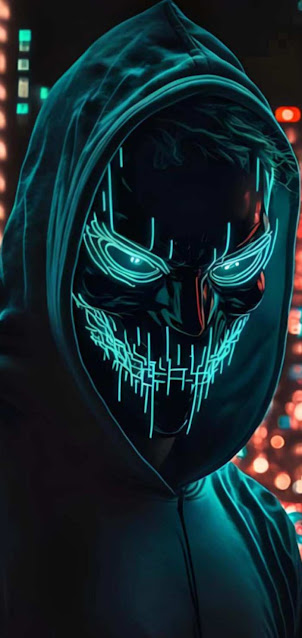 Face Man Hoodie iPhone Wallpaper with neon face