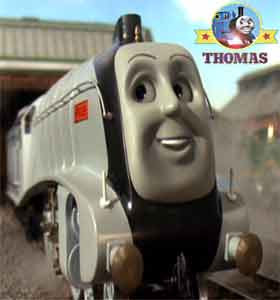 Thomas and friends Gordon the tank engine found huge shinny silver Rail Europe train Spencer express