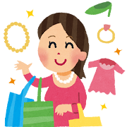 ショッピングのイラスト「買い物をしている女性」