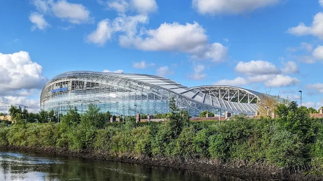 Dublin in June - Aviva Stadium across the River Dodder