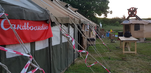 Timber Festival Cardboardia Headquarters tents and cardboard shack