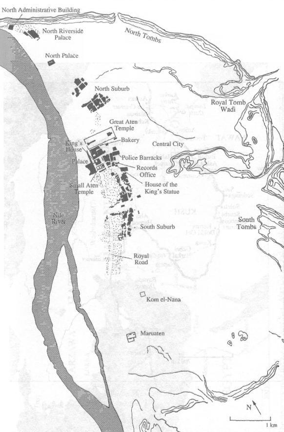 map of ancient egypt cities. Map of the City of Akhetaten