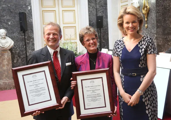 Crown Princess Mathilde attended the 'Inbev-Latour Awards de la Sante 2013' at the Palais des Academies