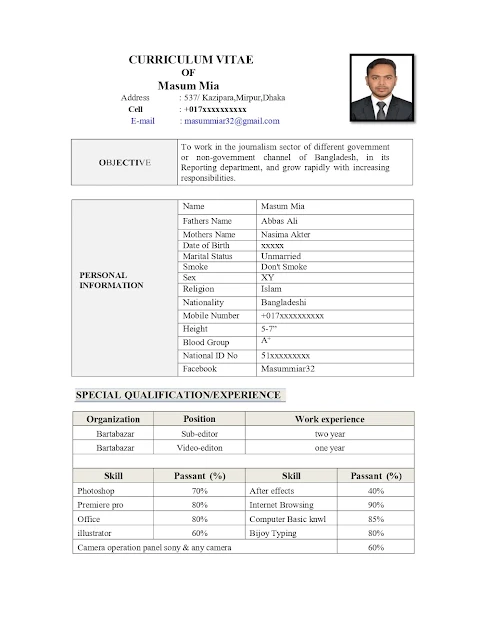 Masum CV format