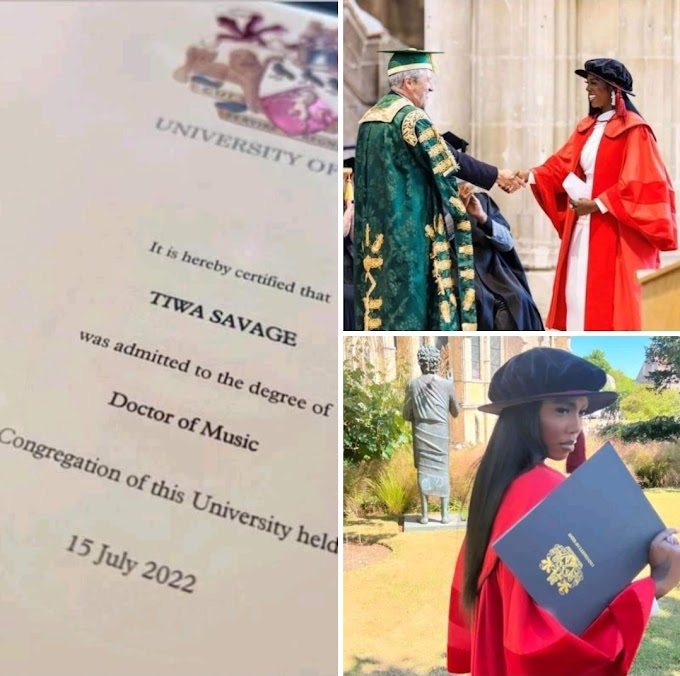 Nigeria singer Tiwa Savage conferred with an honorary doctorate degree in music by the University of Kent in the UK.