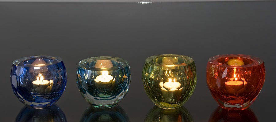 Beautiful mouthblown votives in bright colours