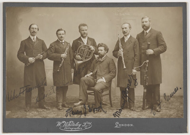 Sir Henry Wood with Promenade Concert Performers  by William Whiteley Ltd albumen cabinet card, circa 1897 5 in. x 8 in. (128 mm x 204 mm) Purchased, 2013 Primary Collection NPG P1837