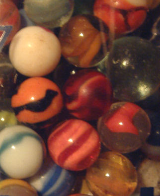 Marbles In Jar. The jars they are displayed in