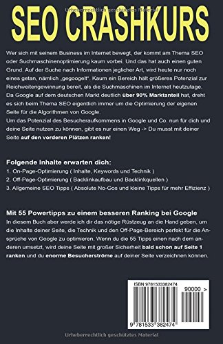 Buch SEO Crashkurs: 55 Powertipps für gute Suchmaschinenoptimierung und mehr Besucher über Google und Co.