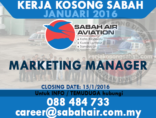 Kerja Kosong Marketing Manager  Sabah Air Aviation 