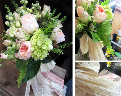 vintage wedding bouquet with garden roses
