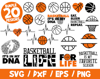 Basketball SVG Bundle, Basketball It's In My DNA, Basketball Life, For Life, Cricut, Vector, TShirt, Ball, Net, Eat Sleep Repeat, Heartbeat