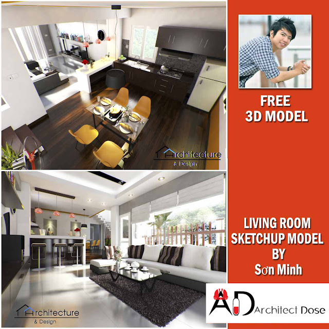 SKETCHUP FREE MODEL LIVING ROOM V-RAY SETTING