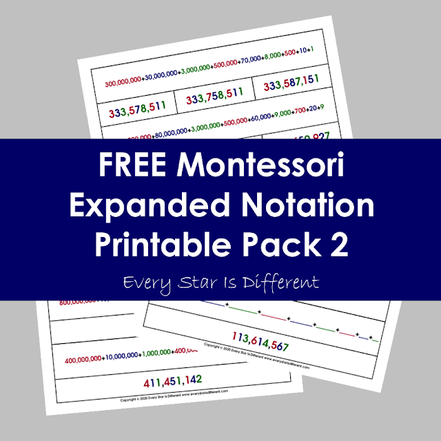 FREE Montessori Expanded Notation Printable Pack 2
