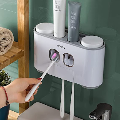 Toothbrush Holder with Toothpaste Dispenser Set