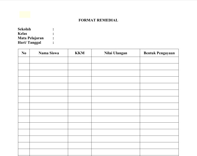 Unduh Contoh Format Remedial dan Pengayaan Kurikulum 2013 | Contoh