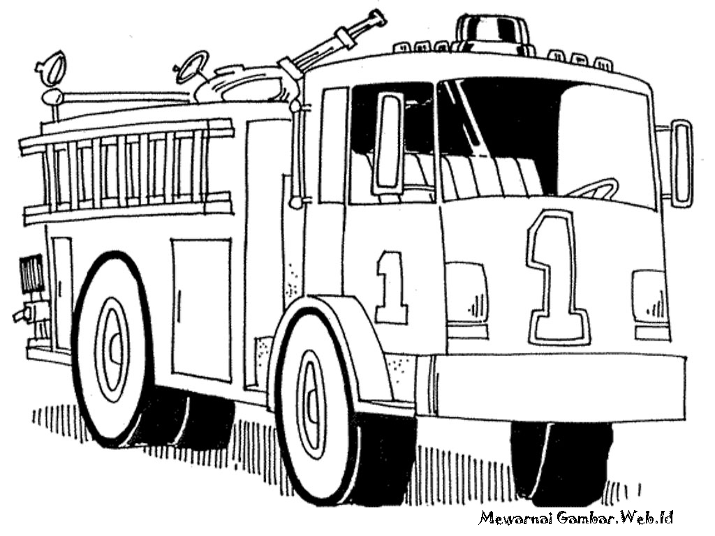Mewarnai Gambar Mobil Pemadam Kebakaran | Mewarnai Gambar