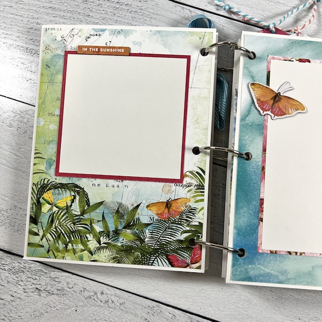 Summer Scrapbook Album page with butterflies and a tropical theme