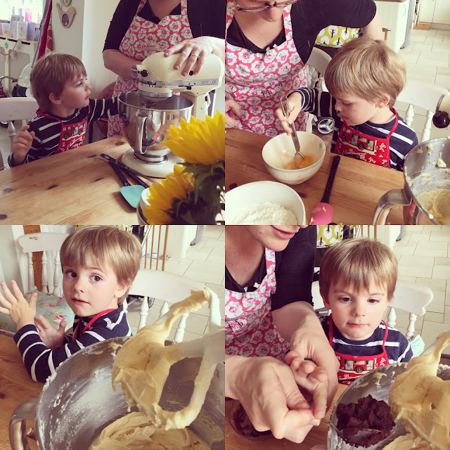 Bert Bishop baking with Mummy