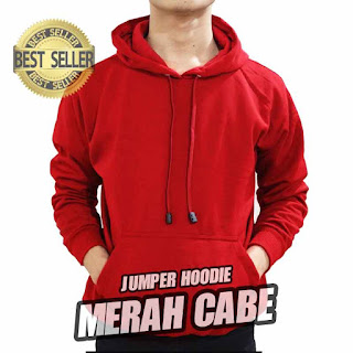 hoodie jumper polos merah