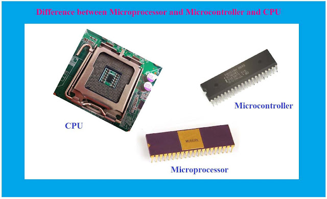 Difference between Microprocessor and Microcontroller and CPU, Difference between Microprocessor and Microcontroller, Difference between Microprocessor and CPU