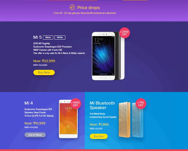 Price Drop sales of Xiaomi