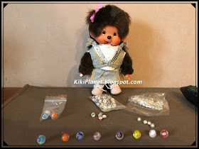 kiki monchhichi miniature diy, do it yourself, tutorial, handmade, fait main, accessoires poupées, accessories dolls, flacon de parfum, bouteille, bead
