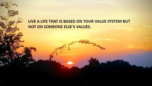 LIVE A LIFE THAT IS BASED ON YOUR VALUE SYSTEM BUT NOT ON SOMEONE ELSE'S VALUES.