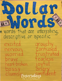 Word Choice Anchor Chart Dollar Words