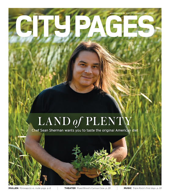 Image of City Pages cover story on Sioux Chef Sean Sherman