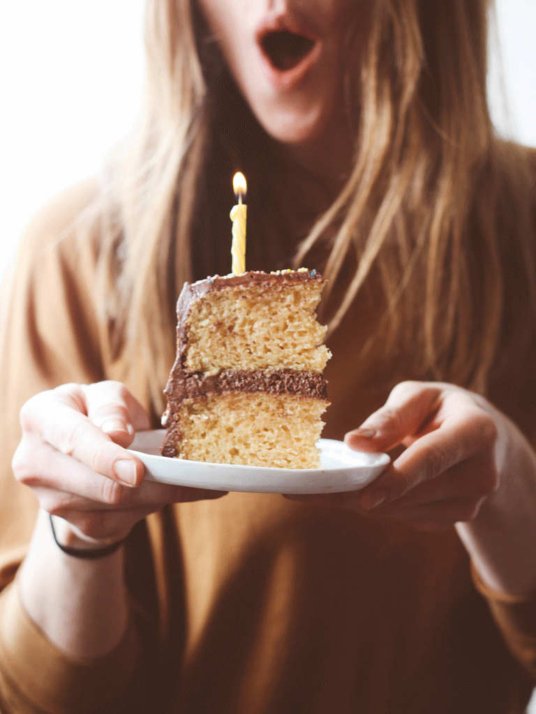 Yellow cake with creamy chocolate frosting | a birthday ...
