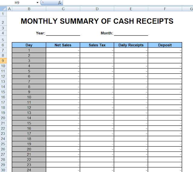 Cash Receipts Summary_Monthly